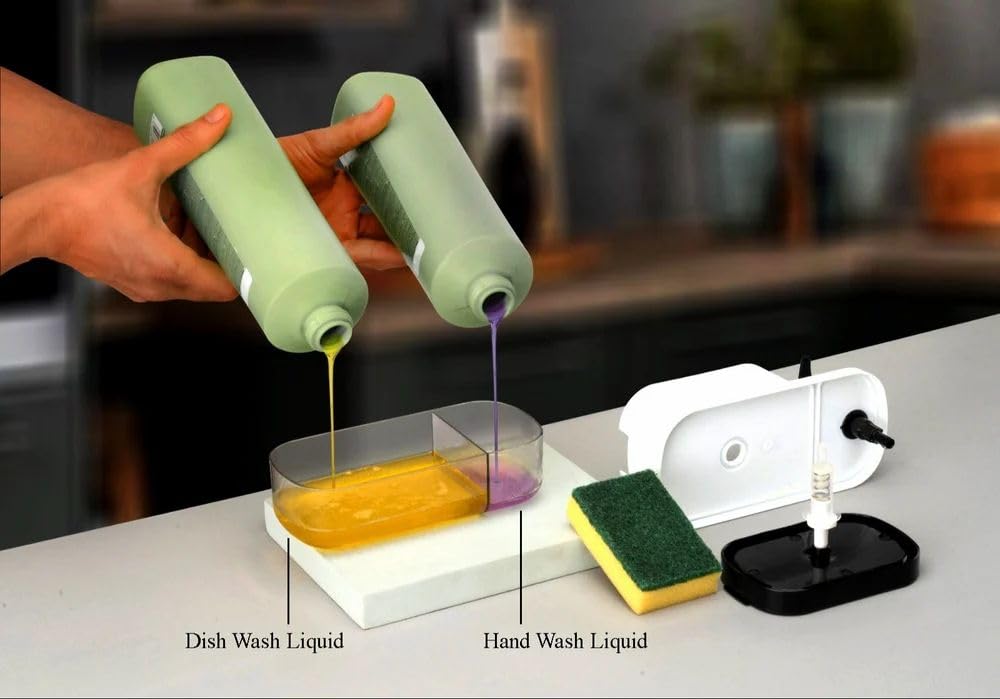 Soap Dispenser for Kitchen | 3 in 1 Soap Dispenser for Kitchen (Sponge Free) with Sponge Holder